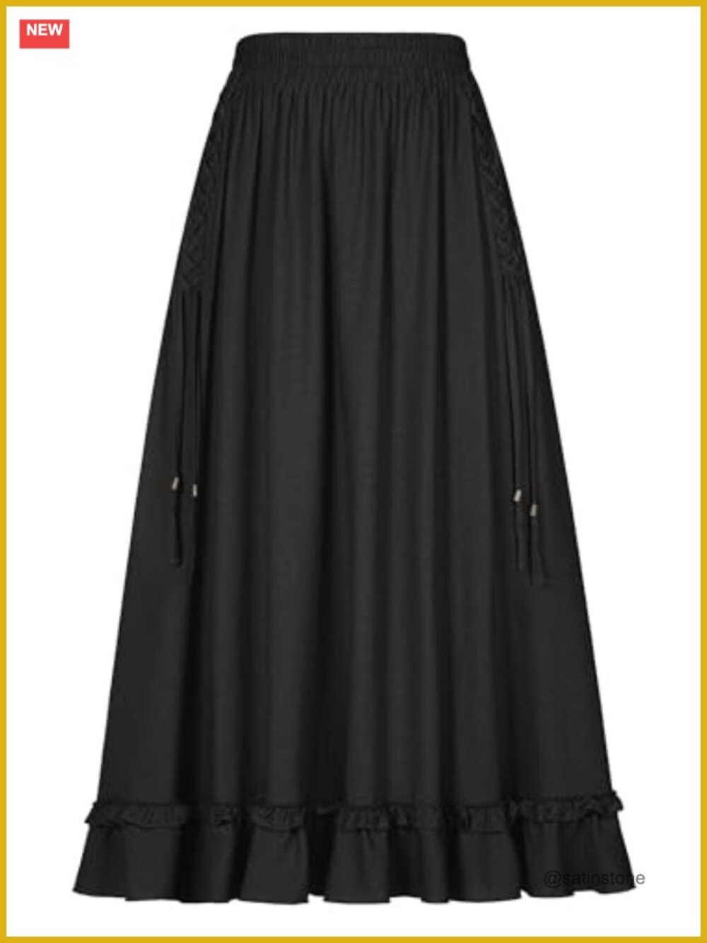 Womens Renaissance Skirt Boho Flowy Maxi Skirt Lace-Up Pockets